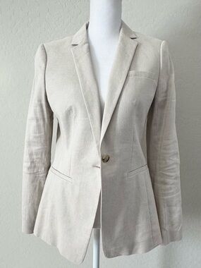 Banana Republic Cream Linen Long And Lean Blazer